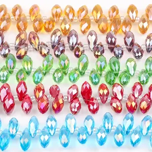 ZHB Factory Wholesale 8X13mm Teardrop Glass Beads for Jewelry Making AB Colors Crystal Drops Loose Beads For DIY Crafts Charms