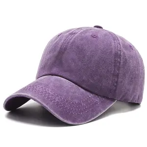 Toptan özel Logo Retro Vintage pamuk ayarlanabilir yapılandırılmamış baba şapkası düz renk sıkıntılı yıkanmış spor beyzbol şapkaları