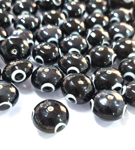 Perles de verre rondes noires pour la fabrication de bijoux, en vrac, en cristal, de la marque FE, en provenance de l'Uttar Pradesh, en boîte - Product Image 1