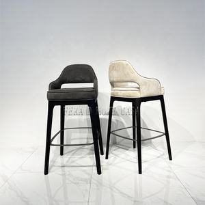 Chaise de bar moderne <span class=keywords><strong>en</strong></span> tissu velours, vente <span class=keywords><strong>en</strong></span> gros, <span class=keywords><strong>tabouret</strong></span> de bar nordique <span class=keywords><strong>en</strong></span> <span class=keywords><strong>bois</strong></span> massif ASH - Product Image 6