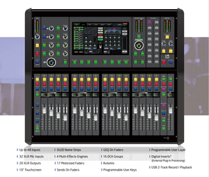 Consola Mezcladora de Audio Profesional Digital de 32 Canales DM16.6 de Metal con Controlador de DJ Bluetooth - Product Image 5