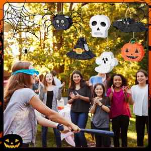 <b>Decor</b> Small <b>Pumpkin</b> Ghost Skeleton Bat Witch Spider Mini Pinata for Halloween Party - Product Image 4
