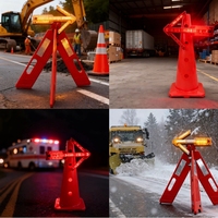 Luz de Señalización LED de Emergencia Recargable con Certificación CE ROHS, Luz de Guía de Flecha LED Plegable y Portátil con 64 LED para Camiones y Automóviles