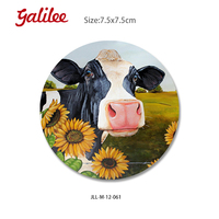 Aimants de réfrigérateur en céramique à motif de vache de dessin animé 7,5x7,5 cm, écologiques, magnétiques souples, production en usine, vente en gros