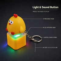 Porte-clés Fidget Clicker Poussin Jaune Mignon avec Son et Lumière LED, Jouet Anti-Stress, Pendentif de Sac Nouveauté, Cadeau
