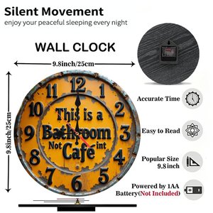 Round Wooden Wall <b>Clock</b> 25Cm <b>Silent</b> Non Ticking For Home Cafe Shop Decor - Product Image 2