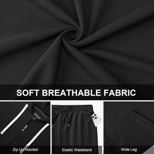Conjunto deportivo de 2 piezas para mujer, talla grande, con sudadera con cremallera y pantalones anchos, ropa informal para estar en casa, mezcla de poliéster y spandex de peso medio. - Product Image 4