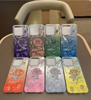 Coque de Téléphone Antichoc et Résistante à la Saleté pour iPhone 17 16 15 Plus 14 Pro 13, Design Papillon Fleur Diamant Scintillant Découpé au Laser