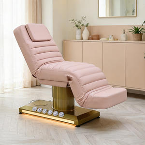 Salón de belleza de lujo 3 motores Rosa esteticista cama altura ajustable Spa eléctrico belleza masaje Facial cama moderna con luz LED - Product Image 1