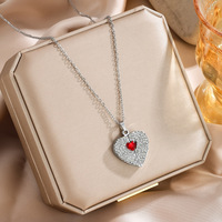 Collier avec pendentif cœur en acier inoxydable personnalisable, gravable, avec strass, ouvrable, plaqué or 18 carats PVD, bijoux pour femmes