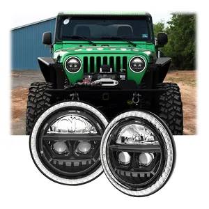 Farol de 7" LED de feixe alto baixo para caminhão offroad, carro, motocicleta, DRL, faróis redondos de 5 polegadas à prova d'água