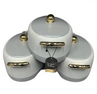 Ensemble de marmites thermiques compactes 1,5L 2L 2,5L avec couvercle visible en relief, chauffe-plats idéal pour les repas du Ramadan et les desserts de l'Aïd, parfait pour offrir en cadeau