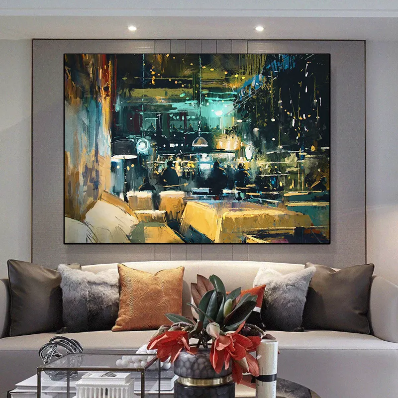 Restaurant And Bar Landscape Abstract View Wall Art pictures oil Canvas painting For Home decor Cuadros Living Room Decoration