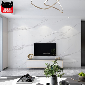 Panel dinding marmer PVC populer Modern menghias piring kristal karbon Veneer kayu bambu dan papan serat kayu - Product Image 4