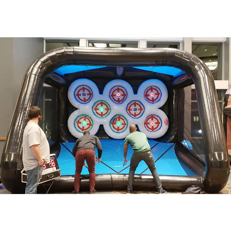 नई लोकप्रिय गर्म आउटडोर इंटरैक्टिव खेलने प्रणाली inflatables खेल शूटिंग खेल आईपीएस के साथ प्रकाश inflatable कोम्बी खेल के मैदान