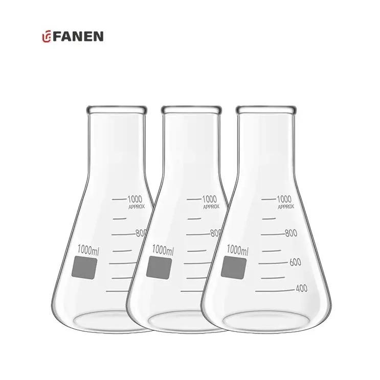 Fanen 1000Ml Transparante Conische Kolf Fles Borosilicaat Glas Erlenmeyer Kolf