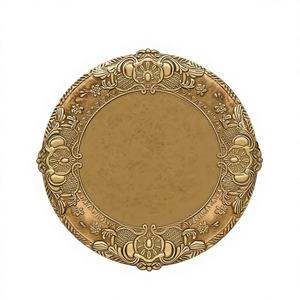 Plato de Presentación Redondo de Acero Inoxidable Ecológico de Lujo con Detalles en Dorado para Bodas Modernas, Accesorio para Mesa de Banquete - Product Image 1