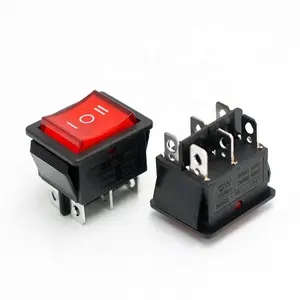 Interruptor de direção eletrônico liga-desliga-liga com luz vermelha LED de 6 pinos 250V 16A DPST