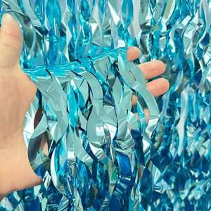 1*2M Ceramic <strong>S</strong>-Shaped Curved Laser Foil Curtain Background Wave Fringe Curtain Tinsel Photo Backdrop Birthday Party <strong>Decorations</strong> - Product Image 2