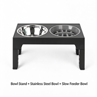 Gamelle double surélevée réglable pour animaux de compagnie, gamelle anti-glouton, gamelle en acier inoxydable pour nourriture et eau avec support pliable – Vente en gros