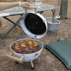 Barbacoa Esférica Portátil para Acampar al Aire Libre, Ahumador de 14 Pulgadas, Barbacoa Pequeña para Jardín - Product Image 2