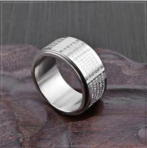 แหวนฟิดเจ็ตสปินเนอร์สำหรับผู้ชายคลาสสิกพุทธจีนสแตนเลสสำหรับบรรเทาความเครียดของผู้ชาย - Product Image 3