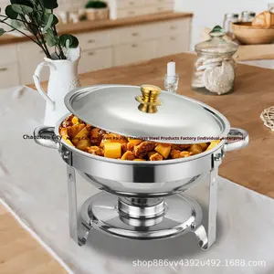 Набор для подогрева пищи из нержавеющей стали с золотым покрытием, круглый, с термоизоляцией, для фуршета, для трансграничной торговли - Product Image 5