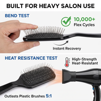 Brosse à cheveux antistatique en acier inoxydable avec coussin, brosse plate personnalisable pour salon professionnel, peigne démêlant pour les soins quotidiens
