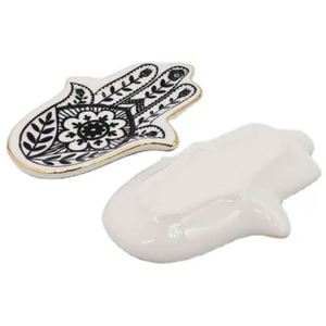 Jewelry <b>Ring</b> Dish Ceramic Hamsa Evil Eye Hand of Fatima Holder Key Trinket <b>Plate</b> Bowl - Product Image 1