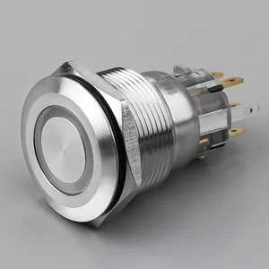 22mm Tri-color RGB illuminated Metal LED stainless steel Push Button Switch 12V 24V 1NO1NC Momentary Latching