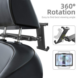 Car Headrest Phone Mount Universal Adjustable Height 4.7-11 Inch Black Aluminum Alloy Telescopic Rod <b>Holder</b> - Product Image 5