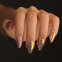Boîte de faux ongles à presser 3D effet Aurore, à points, œil de chat, couvrance totale, métalliques, pour nail art