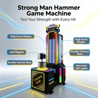 Machine de jeu d'arcade à monnayeur 'Strong Man Hammer' pour test de force de boxe, jeu de frappe au marteau personnalisé pour parcs d'attractions et fêtes foraines