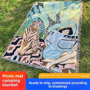 Manta de Camping Personalizada de Polialgodón con Patrón Geométrico para Exteriores, Tapete de Picnic, Cubre Sofá, Tapiz para Cabecera de Cama y Toalla - Product Image 2
