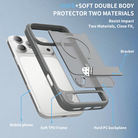 Coque de protection de luxe grise avec béquille pour iPhone 18 17 Pro Max, toucher soyeux, antichoc, étui magnétique personnalisé pour téléphone portable, vente en gros