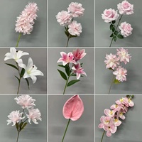 Rosa Hochzeits-Kunstblumen Phalaenopsis Orchidee Rose Künstliche Blumen für Hochzeitsraumdekoration und Bouquet-Dekoration Seidenblumen