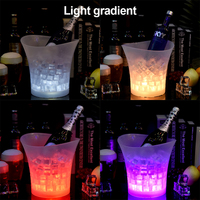 Seau à glace portatif d'extérieur pour le désherbage et le désherbage des boissons froides Conversion de lumière RVB Seau à glace à DEL