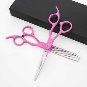 Hồng Tóc Mỏng Kéo 6.0 Inch 9CR Tóc Chuyên Nghiệp Cắt Kéo Trung Quốc Thực Hiện Chất Lượng Tốt Cắt Tóc Mỏng Kéo - Product Image 1