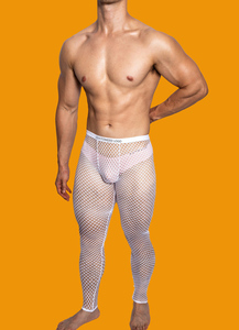 Legging long sexy en résille transparente sur mesure pour homme, fabriqué par Paton, sans caleçon intégré. - Product Image 5