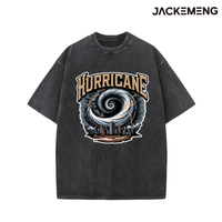 T-shirt en coton délavé surdimensionné avec imprimé citation « Hurricane » sur le thème des catastrophes, style streetwear rétro décontracté, vente en gros depuis l'entrepôt américain