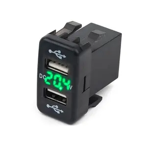 USB Charger EXTENSION SOCKET 12V 24V DC 2.1A 2 พอร์ต USB Car Charger กับ 5-30V Voltmater ขั้วต่อ PIN