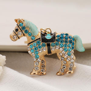 Bling strass cheval pendentif voiture sac à main porte-clés porte-clés en métal sac décor charme cristal cheval porte-clés pendentif cadeau - Product Image 4