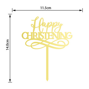 Acrylique joyeux baptême joyeux baptême gâteau Topper fête religieuse décoration gâteau décor - Product Image 2