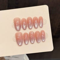Diseño 801-900, 10 Uñas Francesas 3D Rosadas de Lujo Hechas a Mano, con Forma de Corazón y Diamantes, Uñas Artificiales Tipo Coffin Ballerina, Uñas Postizas