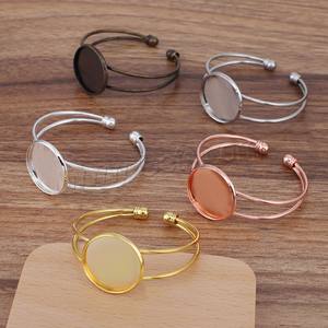 황동 팔찌베이스 65x60x25mm DIY 카보 숑 트레이 50PC/가방 보석 만들기 액세서리 보석 발견 - Product Image 2