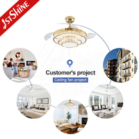 Ventilateur de plafond 1stshine de 42 pouces, qualité supérieure, haute performance, style luxueux, lames rétractables, avec éclairage LED