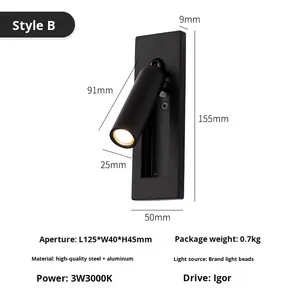 Lámpara de Lectura LED para Cabecera de Hotel, Moderna, Ajustable, Flexible, USB, Empotrada, para Habitación, Hotel, Pared - Product Image 6