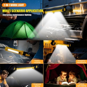 Lampe de travail mécanique détachable à LED rechargeable, gris foncé, étanche IP65, faisceau 360°, intensité réglable, avec clip pour réparation automobile et garage - Product Image 3