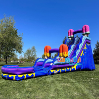 Châteaux gonflables commerciaux avec toboggan aquatique et piscine pour parcs d'attractions et fêtes