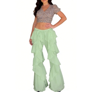 Pantaloni a Zampa con Volant in Rete Trasparente da Donna, Stile Boho con Dettaglio a Strati e Laccetti, <span class=keywords><strong>Copricostume</strong></span> da Spiaggia, Abbigliamento Femminile Sehe Fashion - Product Image 4
